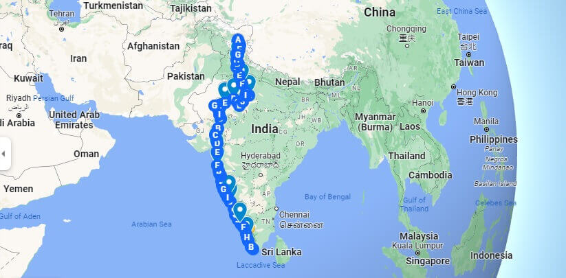 The Great India Cycling Challenge Route Map