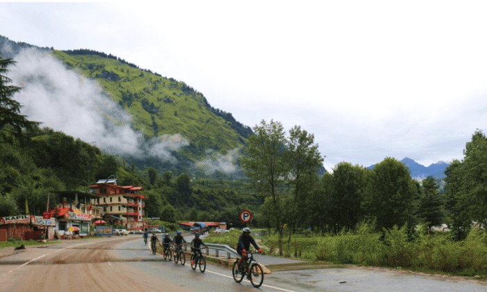 Cycling to Mountain Village Mandi