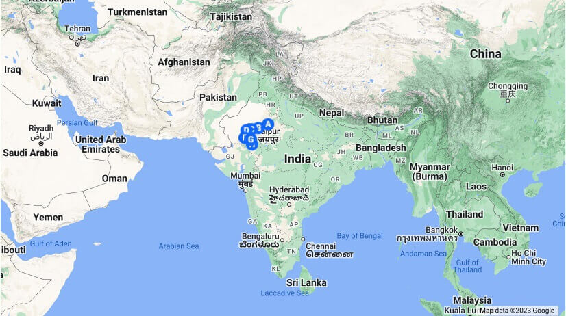 Route Map Rajasthan Cycling Holiday